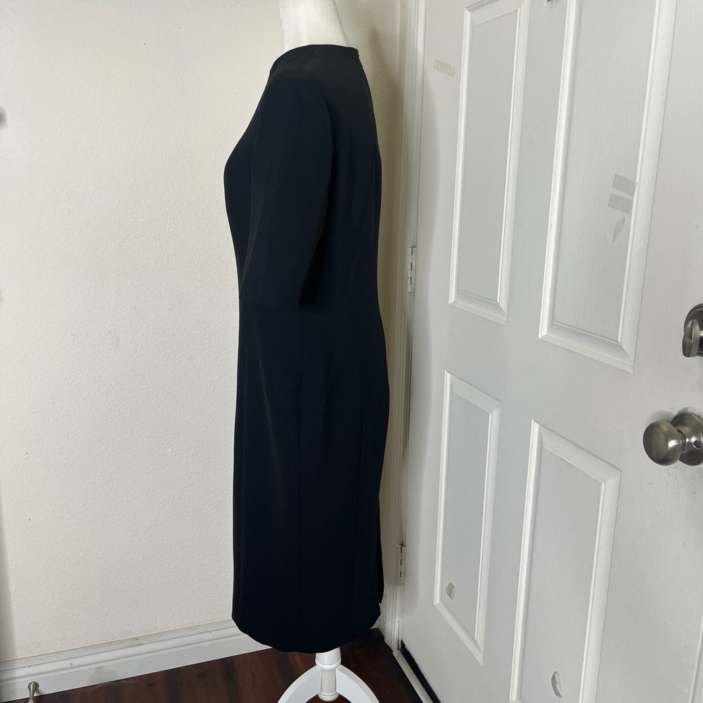 New Trina Turk Sheath Dress Women 8 Black New Short Sleeve Midi Professional LBD - Picture 4 of 16